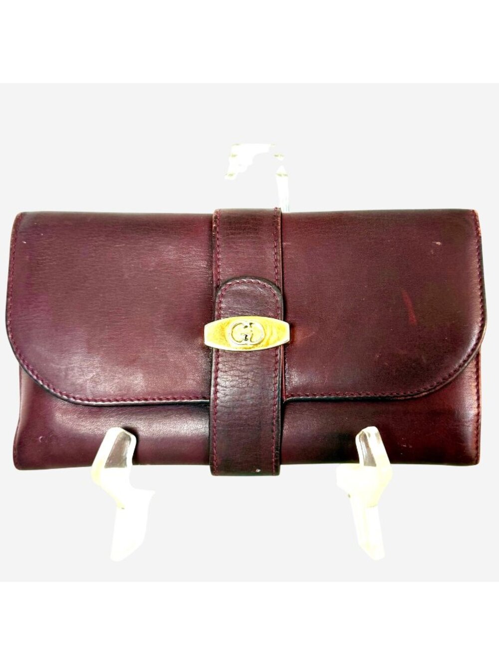 Vintage Gucci Burgundy Leather Continental Wallet Clutch 1970s/80s *read*
